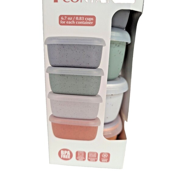 Farberware 4-pc Snack Containers Lids BPA Free 6.7 oz Rectangle Speckled Colors - Picture 6 of 6